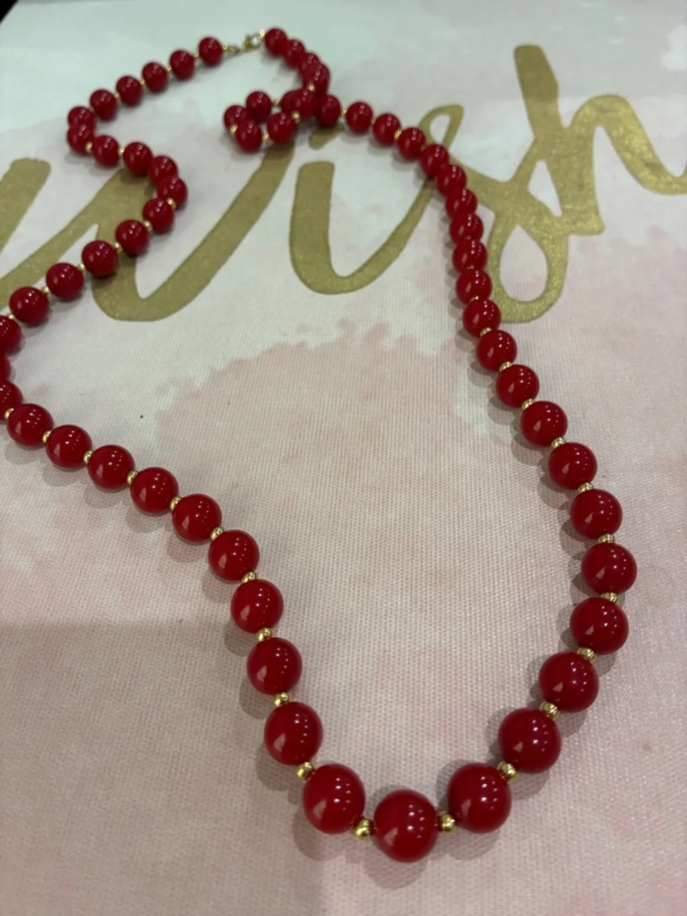 Elegant Red Beaded Necklace with Gold Accents - Women Jewelry